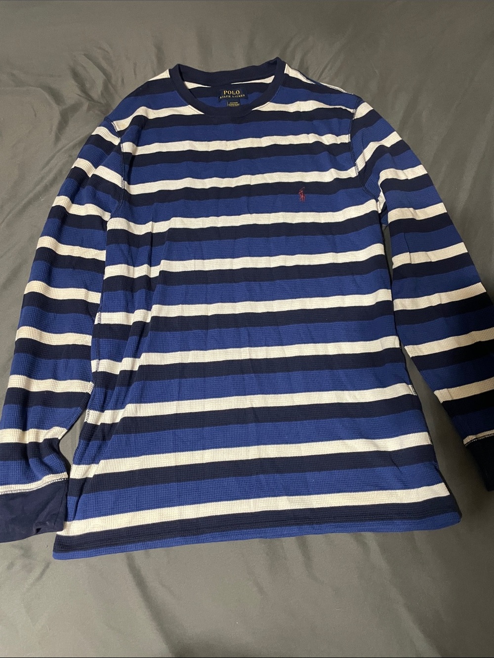 Polo by Ralph Lauren Navy & White Striped Crewneck